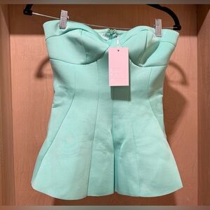 Love Fate Destiny Strapless Mint Bustier Peplum Top Size Small NEW